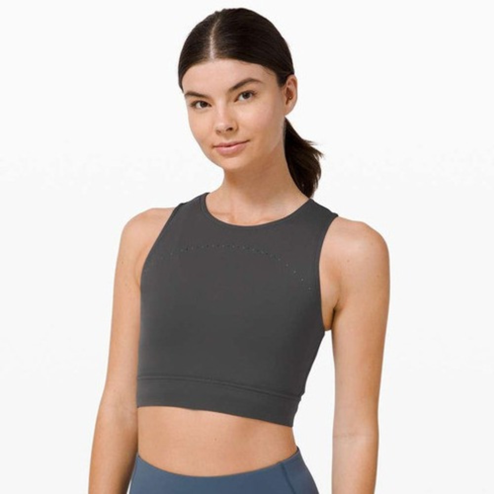 Lululemon Hotty Hot Cropped Tank Size 4 Graphite Gray Activewear Gym Minimalist